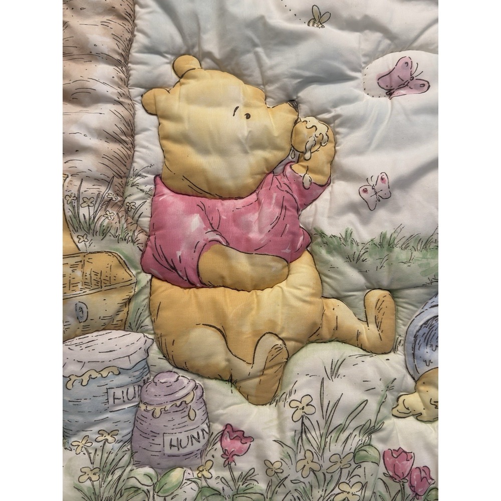 Disney Winnie the Pooh 90's baby crib bedding 2pc nursery set blanket vintage - Picture 7 of 8